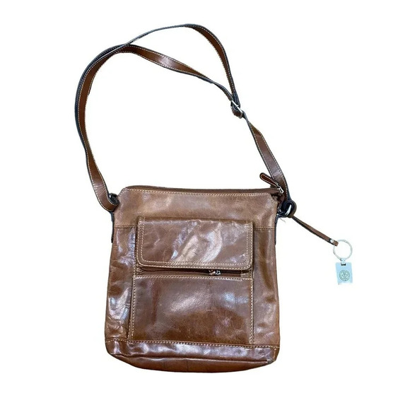 Giani Bernini Women's Brown Cognac Genuine Leather Shoulder Bag - Picture 2 of 10